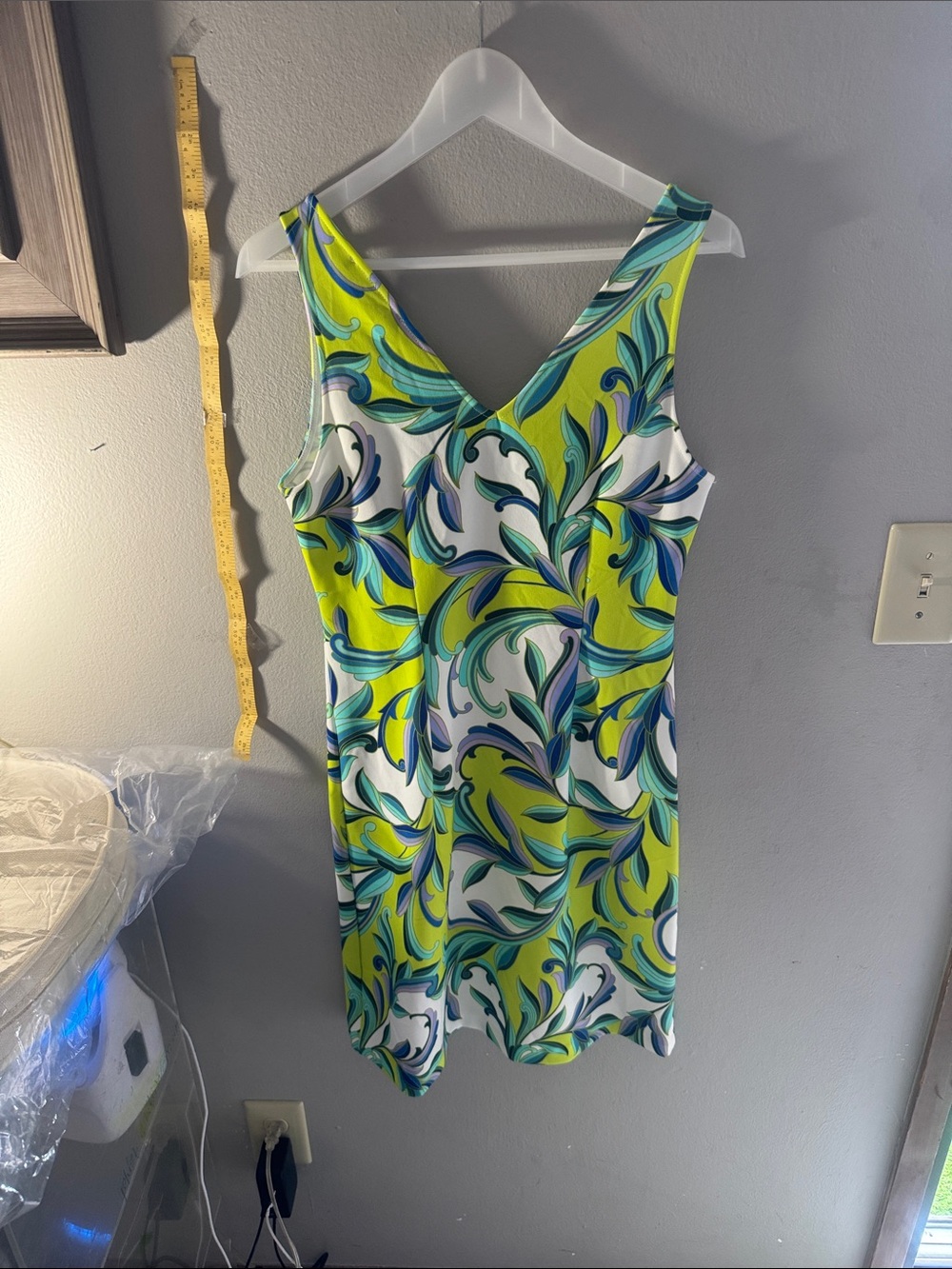 Boston Proper Lime Multi-Print V-Neck Midi Dress - Picture 5 of 9